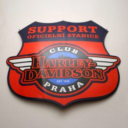 Emaille-Harley Davidson-Laservorm-gebold-reclamebord
