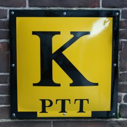 Emaille-Zinkerbord-ptt-geel-zwart-langcat